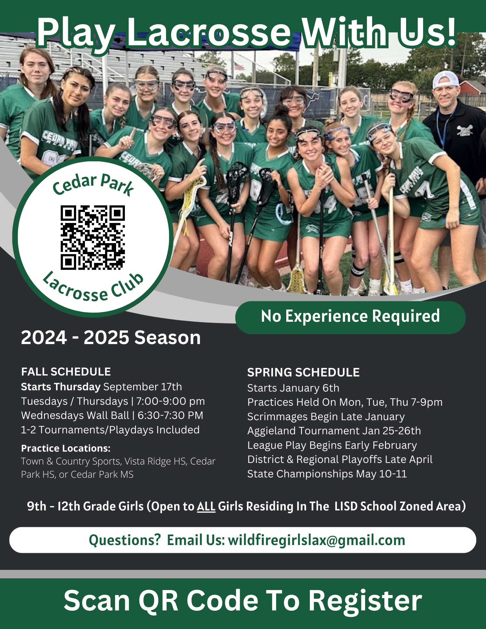 2024-2025 Cedar Park Girls Lacrosse Flyer