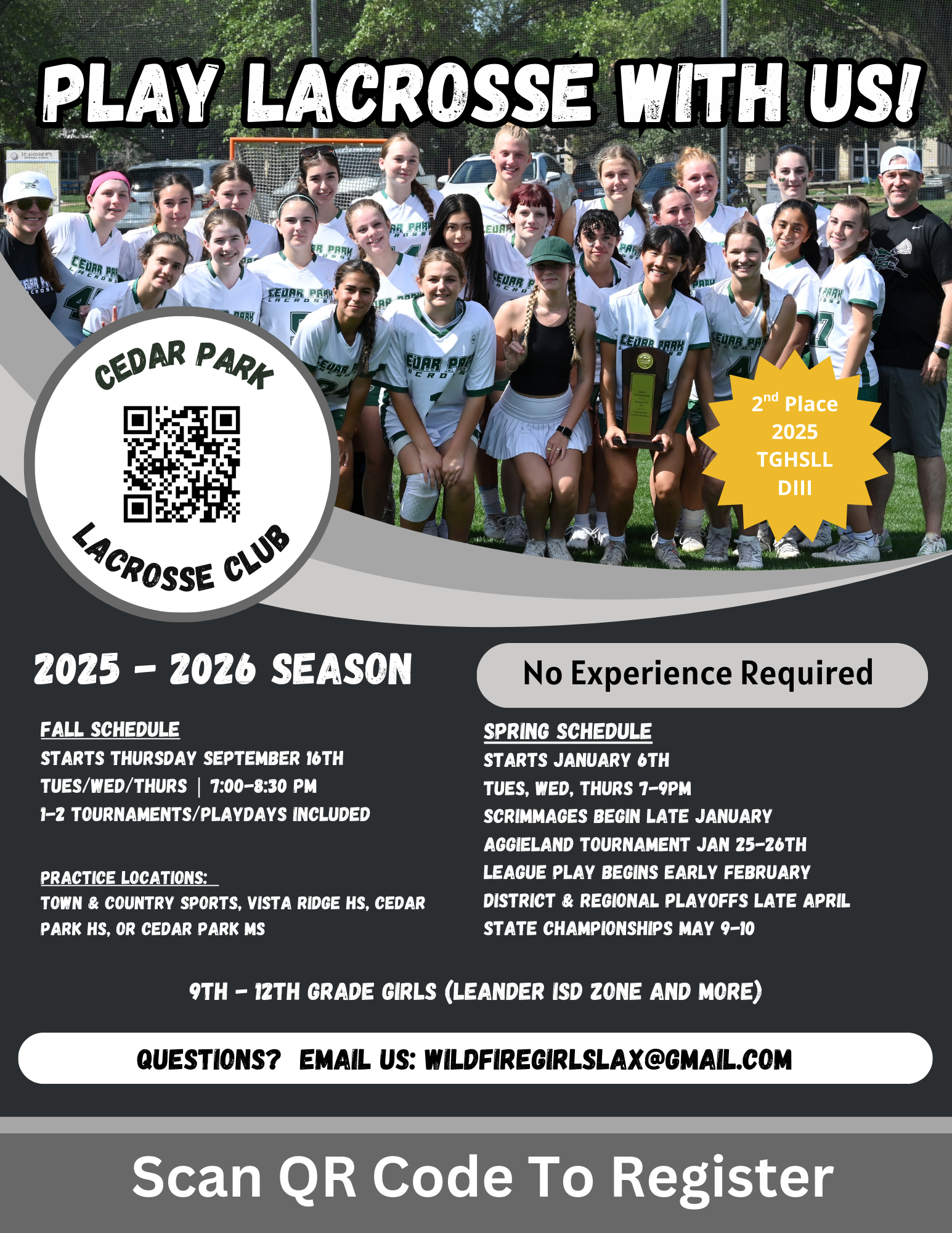 2024-2025 Cedar Park Girls Lacrosse Flyer